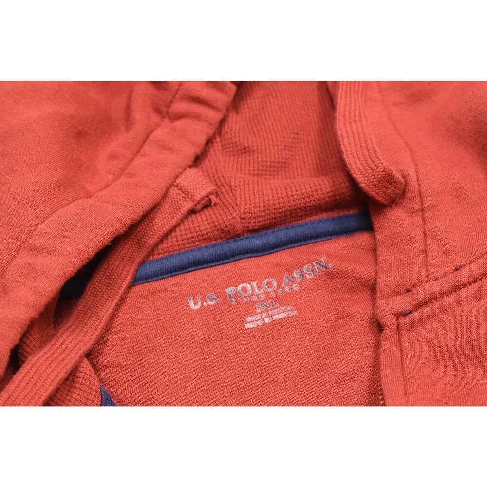U.S. Polo Assn. Men's Red Full Zip Hoodie Regular Size 3XL jacket Pockets